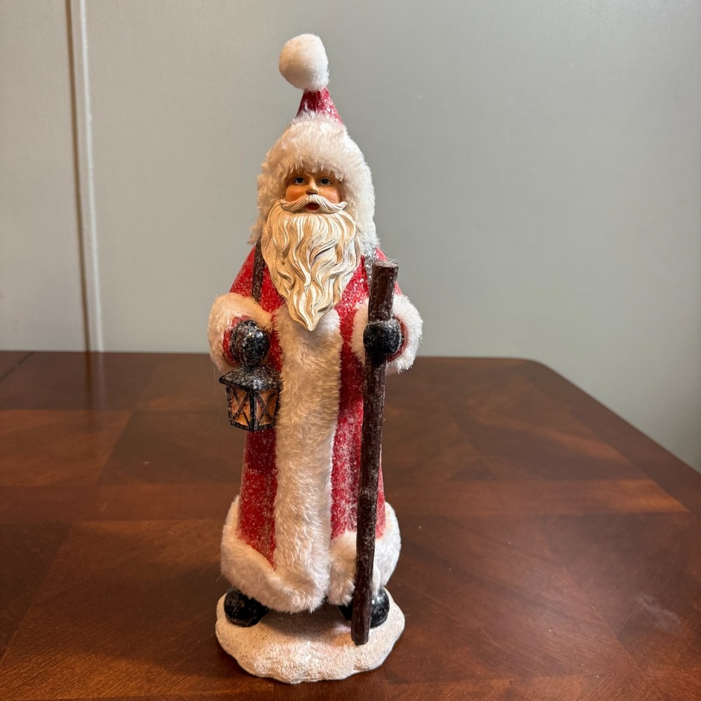 Holiday Home Santa‎ Claus Figurine Glitter 14" Christmas Decoration Home Decor